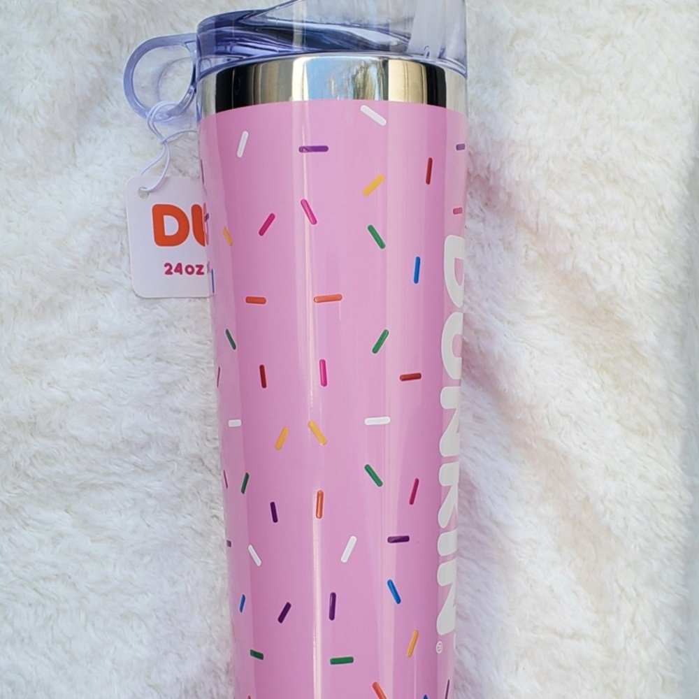 *BRAND NEW* Dunkin Donuts White With Colorful Sprinkles Tumbler - Picture 4 of 5